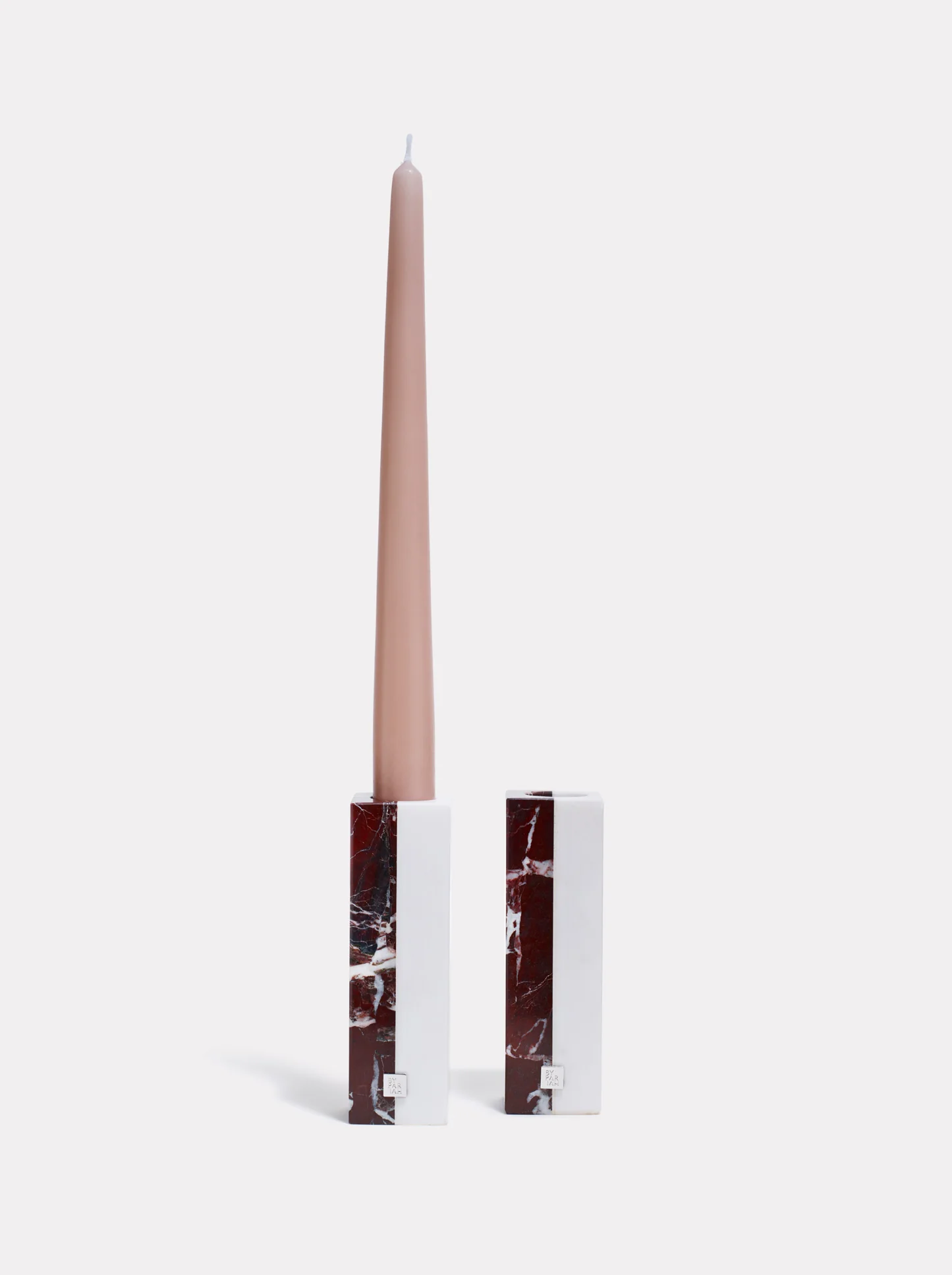 Medium Marble Candlestick Holder - Red & White - Image 3
