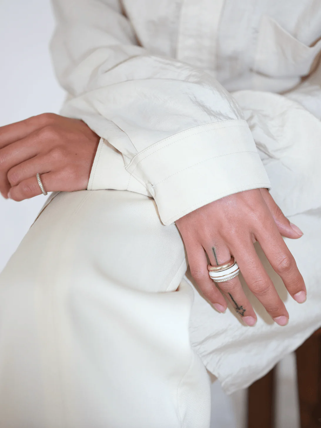 Essential Gem Stacking Ring - White Agate - Image 3