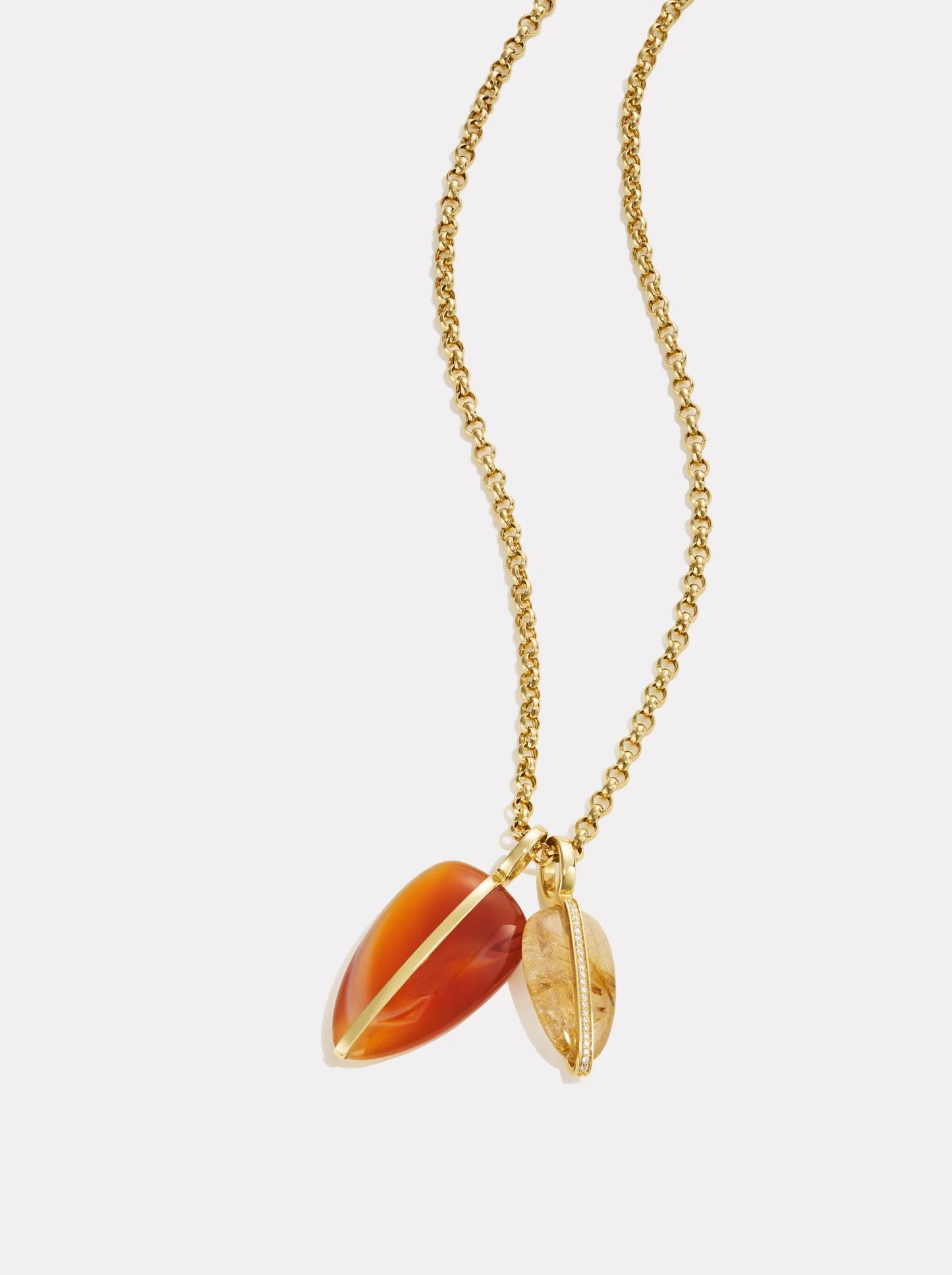 Large Pebble Pendant in Red Carnelian | 14K - Image 4