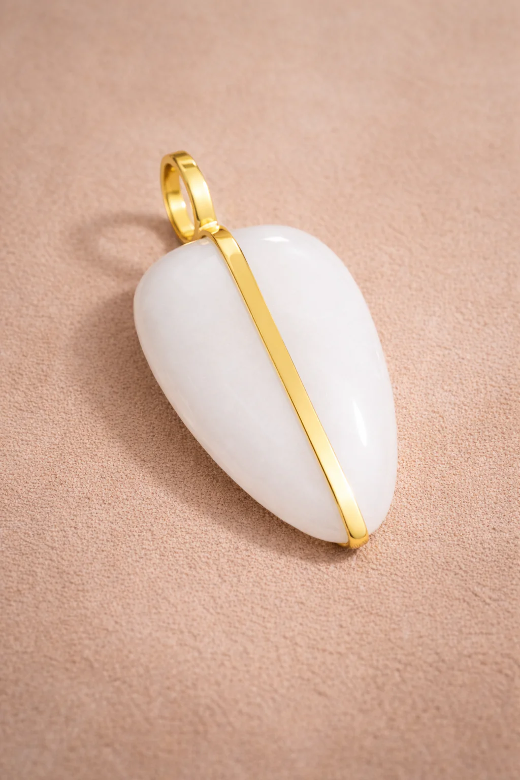 Large Pebble Pendant | White Jasper - Image 2