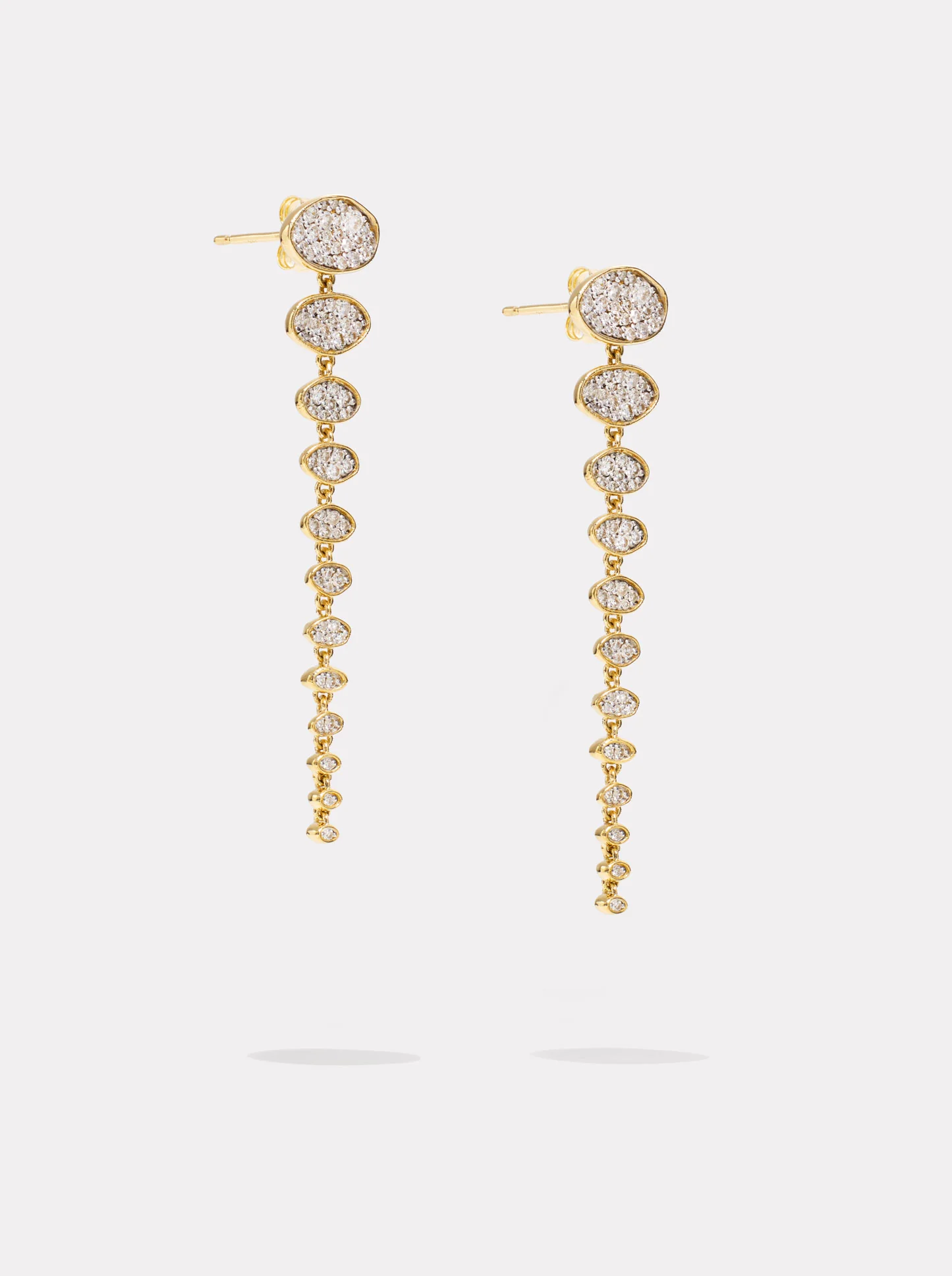 Long Diamond Cluster Drop Earrings - Image 4