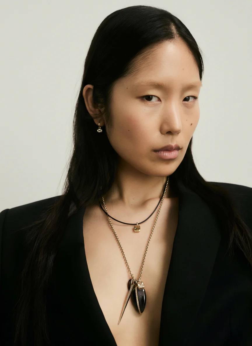 Lumen Octagon Champagne Quartz Pendant & Leather Necklace - Image 4