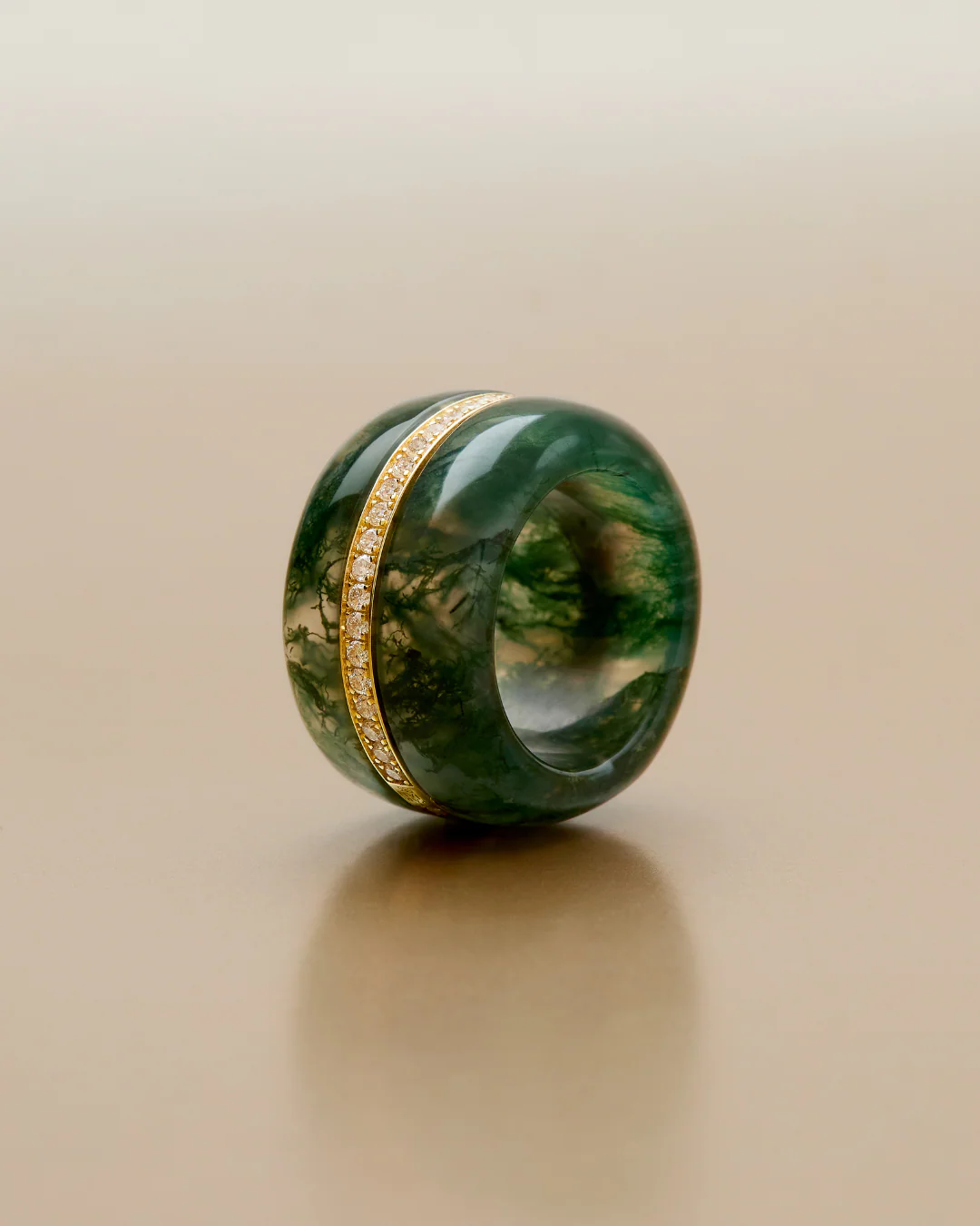 Diamond Pebble Cocktail Ring | Moss Agate - Image 3