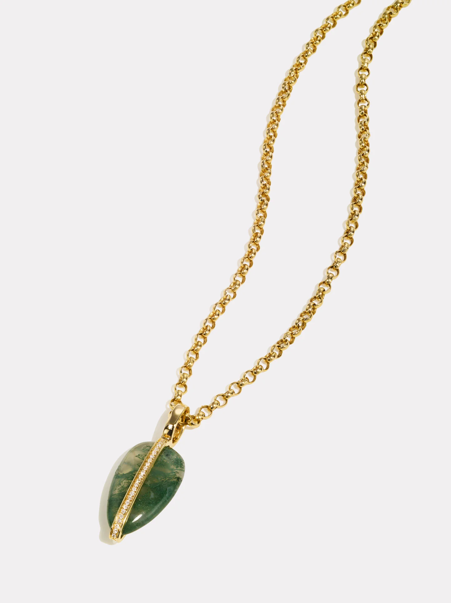 Small Diamond Pebble Pendant | Moss Agate - Image 3