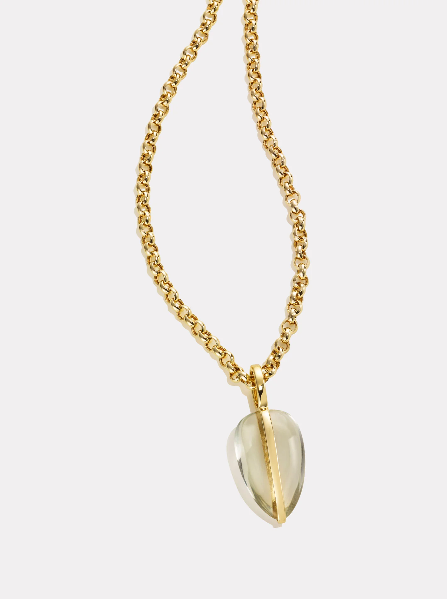 Small Pebble Pendant in Green Amethyst | 14K - Image 3