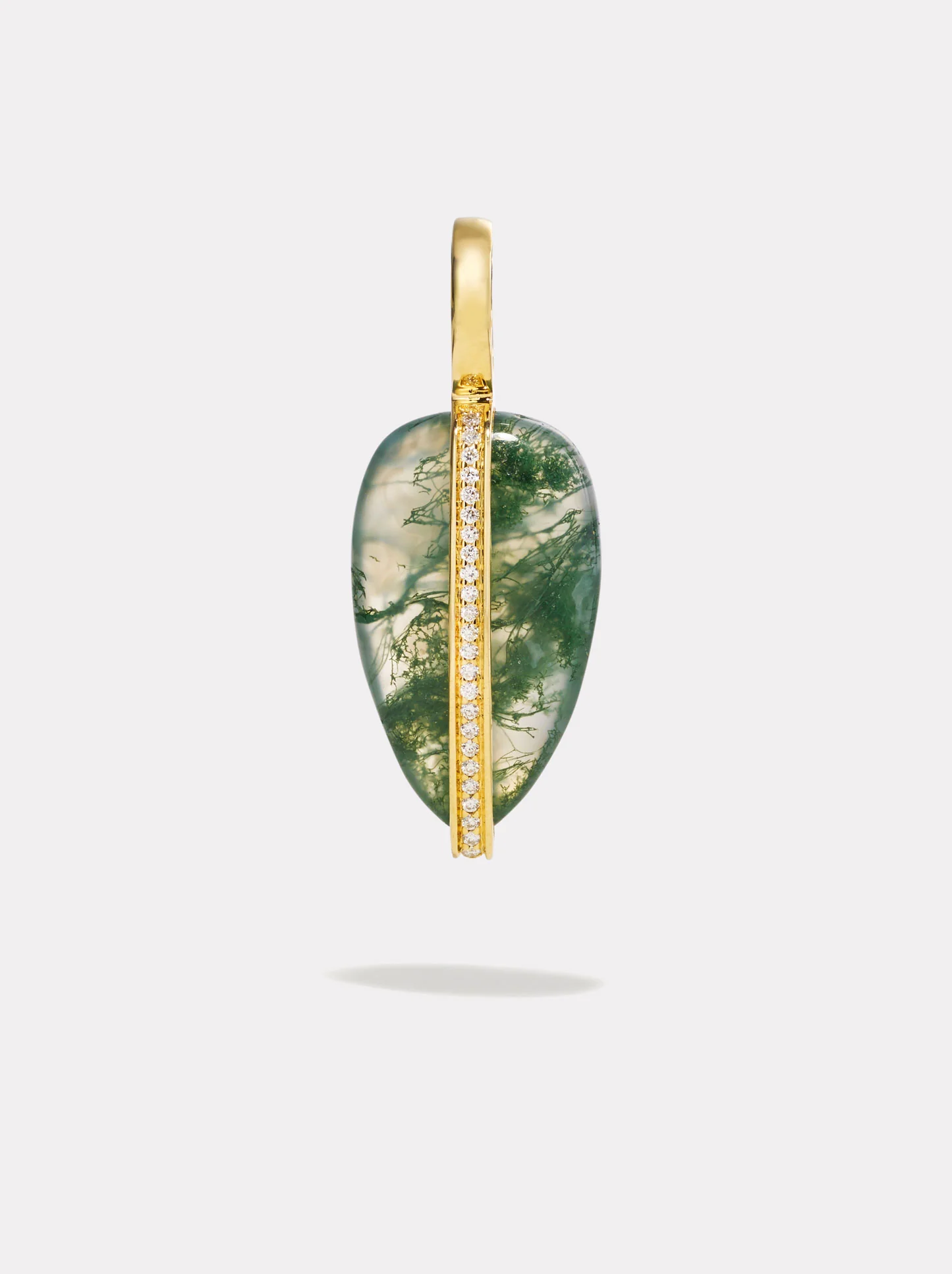XL Diamond Pebble Pendant | Moss Agate - Image 5