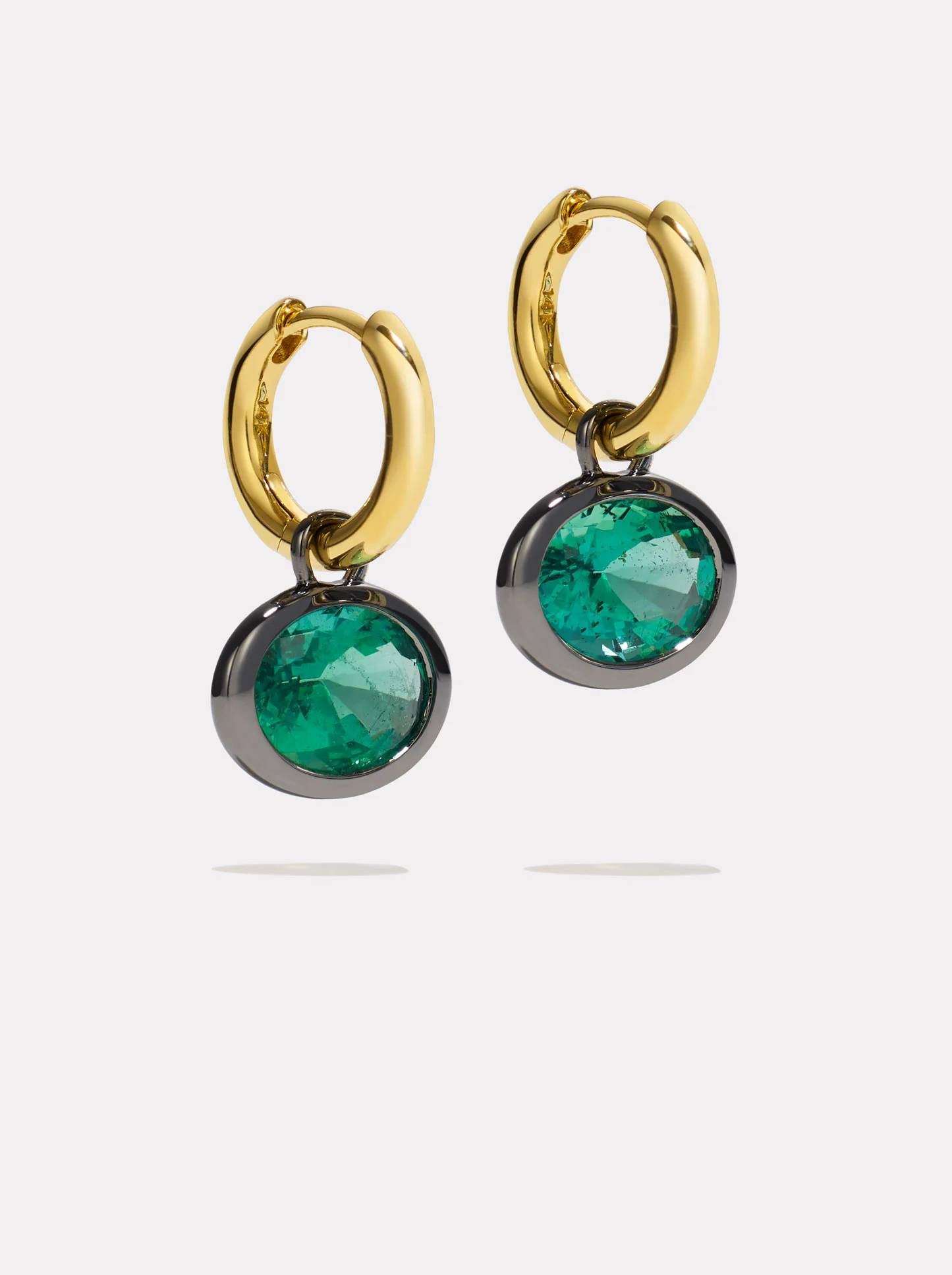XL Orbit Hoops - Emerald with Black Rhodium - Image 3