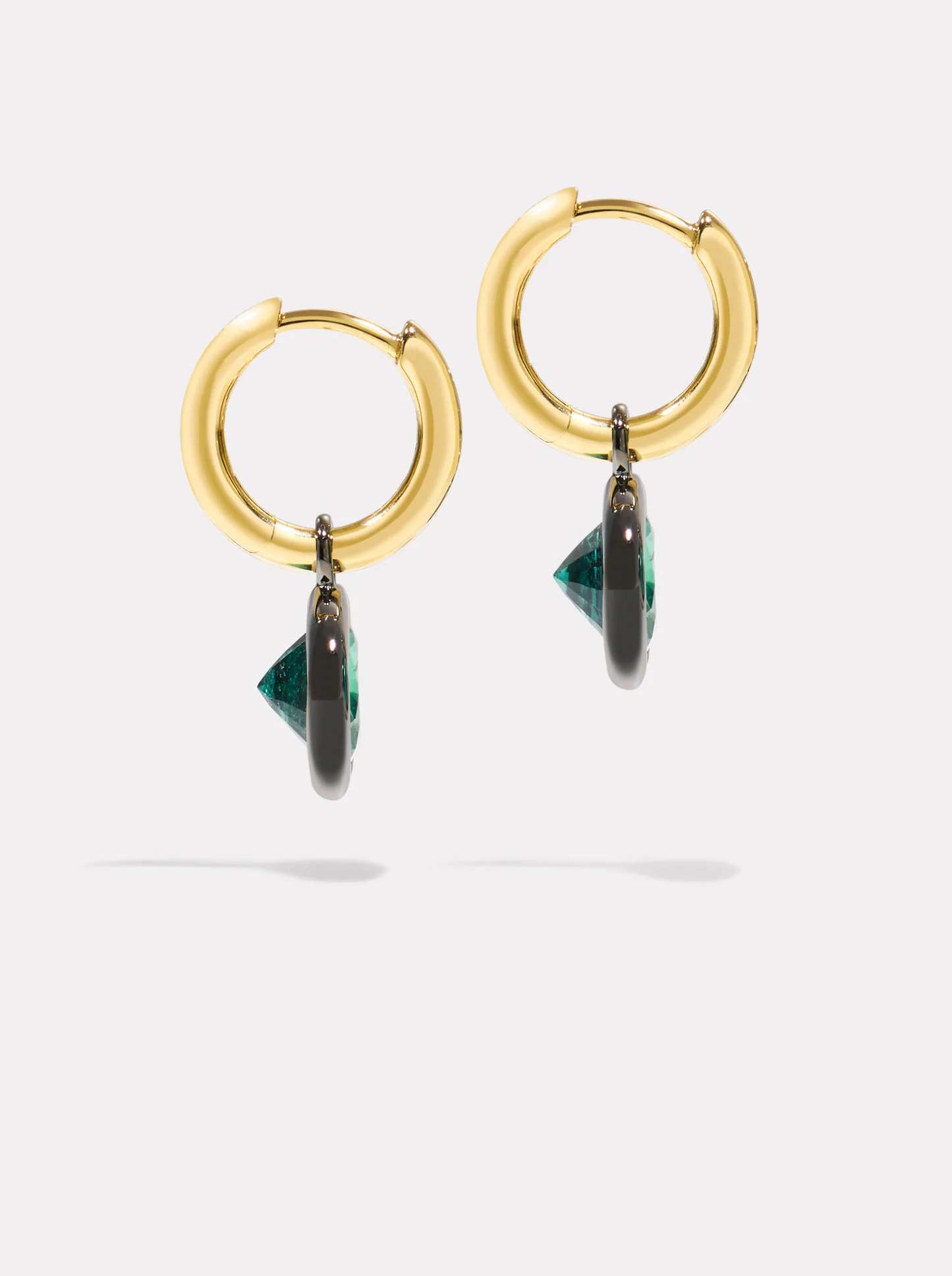 XL Orbit Hoops - Emerald with Black Rhodium - Image 4